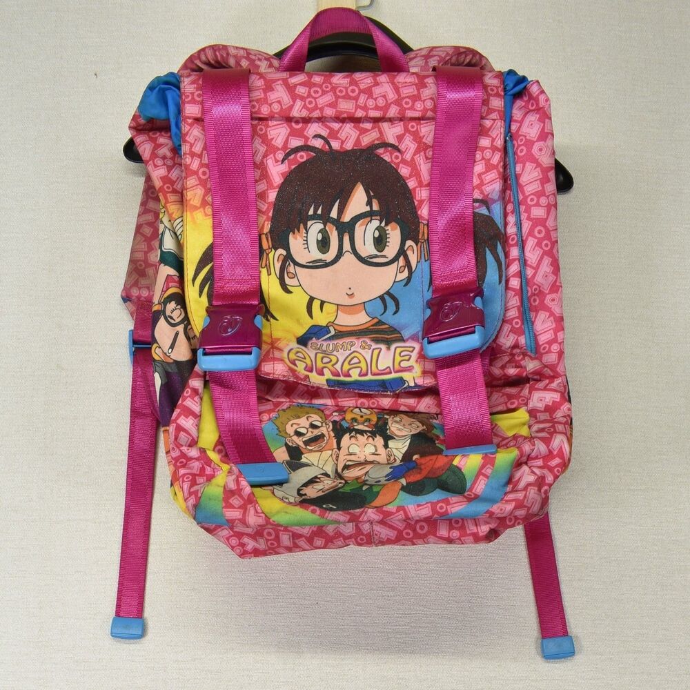 Vintage Dr Slump Arale Backpack Akira Made In Italy Pink Anime Manga School Bag